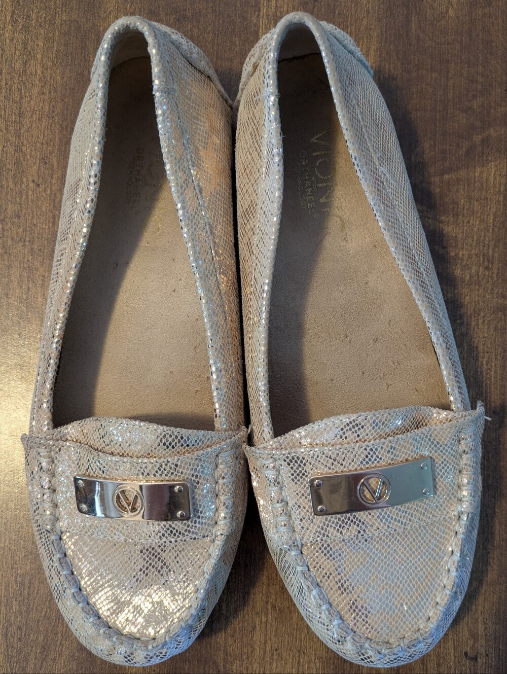 Vionic Gold Metallic Sydney Snake Print Loafer 7 Orthaheel